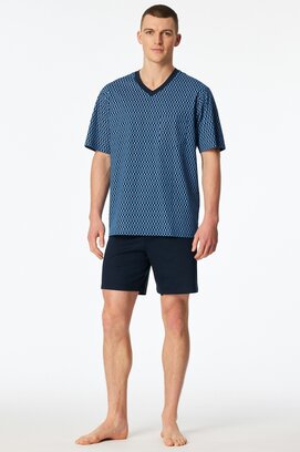 Schiesser Heren Pyjama Short blue 181161 58/3XL