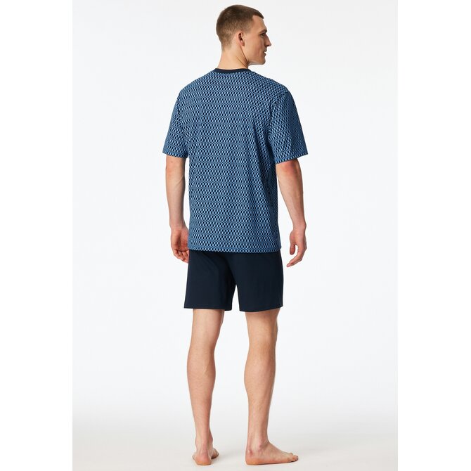 Schiesser Heren Pyjama Short blue 181161 48/S