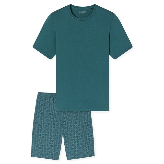 Schiesser Heren Pyjama Short green  181157 52/L