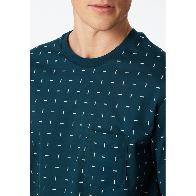 Schiesser Heren Pyjama Long  petrol 181156 52/L