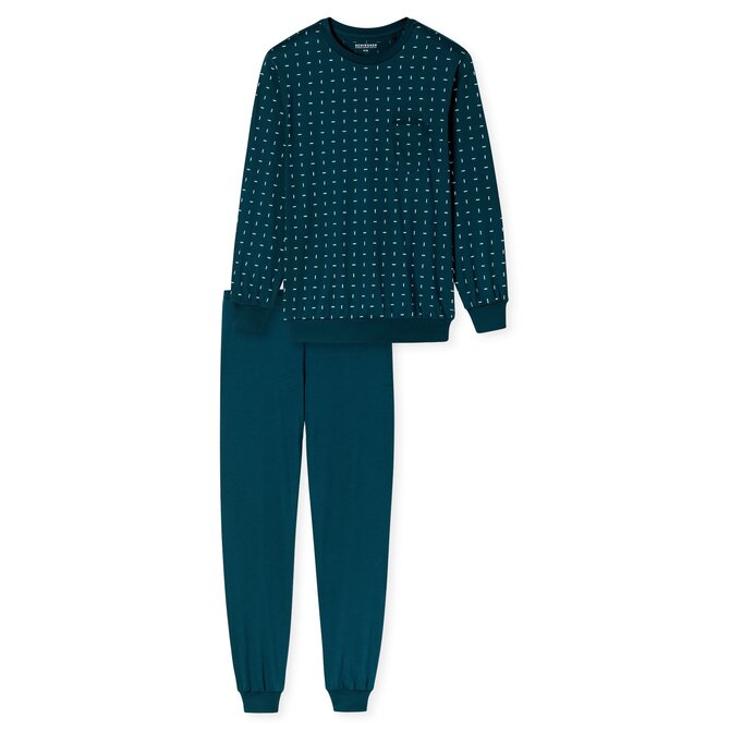 Schiesser Heren Pyjama Long  petrol 181156 52/L