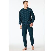 Schiesser Heren Pyjama Long  petrol 181156 54/XL