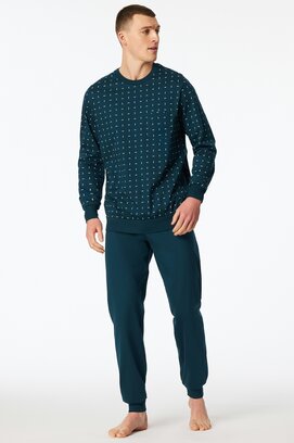 Schiesser Heren Pyjama Long  petrol 181156 54/XL