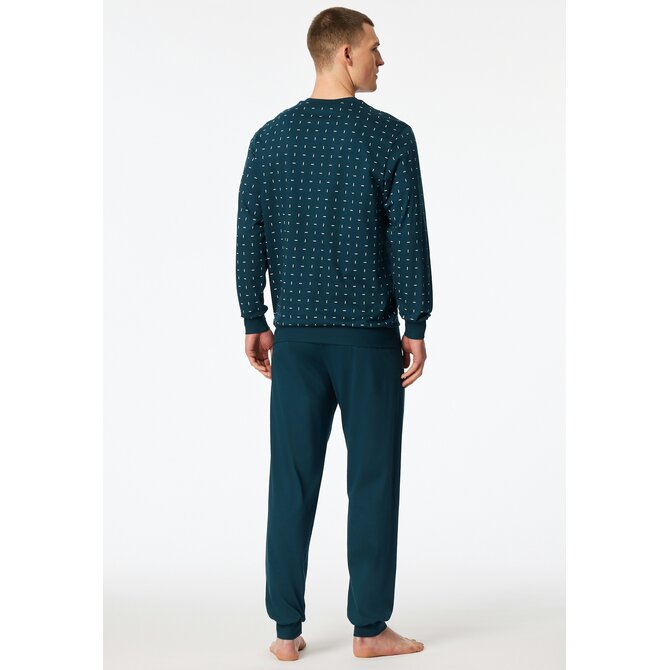 Schiesser Heren Pyjama Long  petrol 181156 50/M