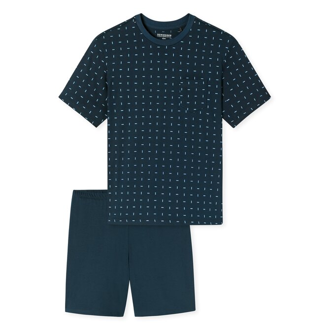 Schiesser Heren Pyjama Short dark blue  181155 52/L
