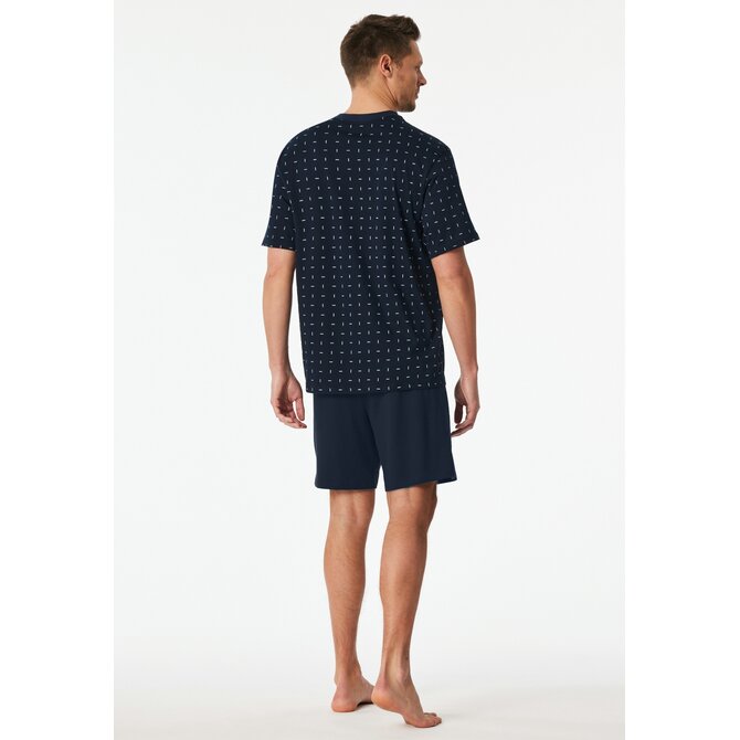 Schiesser Heren Pyjama Short dark blue  181155 50/M
