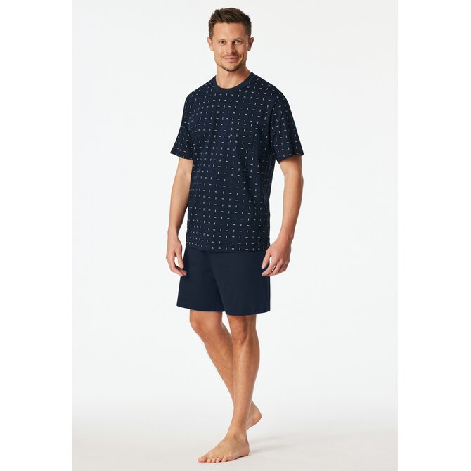 Schiesser Heren Pyjama Short dark blue  181155 54/XL