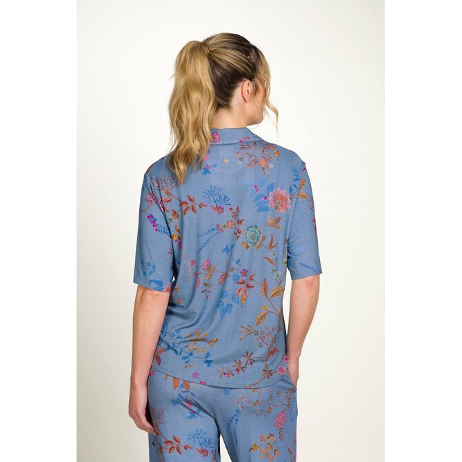 Pip Studio Flora Short Sleeve Top Bodhi Flower Blue M