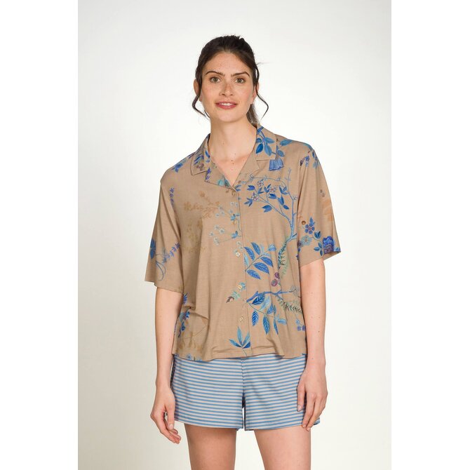 Pip Studio Flora Short Sleeve Top Marigold Blue M