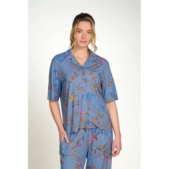 Pip Studio Flora Short Sleeve Top Bodhi Flower Blue S