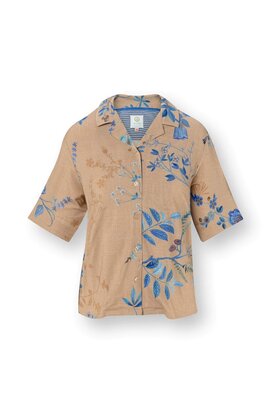 Pip Studio Flora Short Sleeve Top Marigold Blue XL