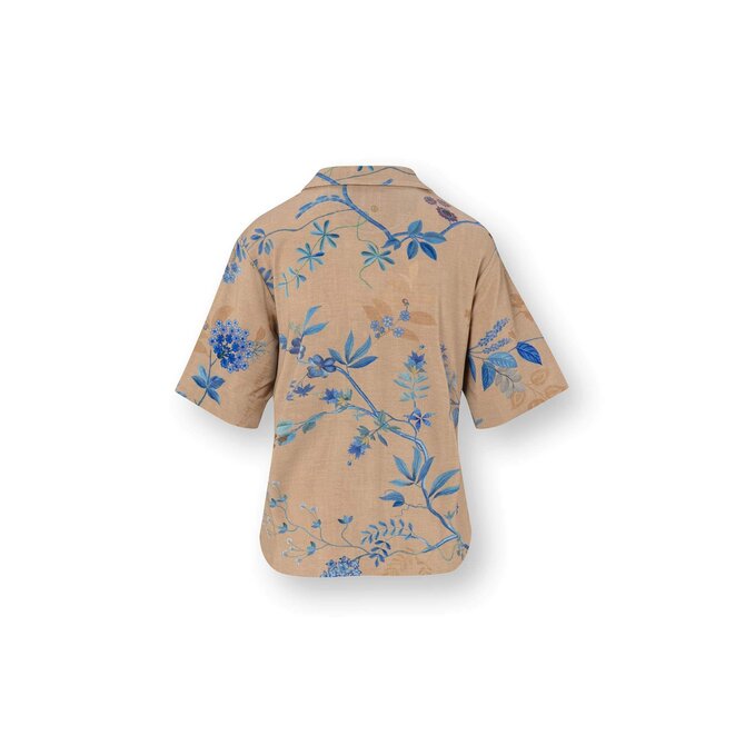 Pip Studio Flora Short Sleeve Top Marigold Blue XL