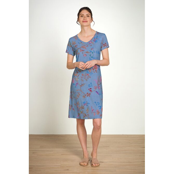 Pip Studio Djoy Short Sleeve Nightdress Bodhi Flower Blue XXL