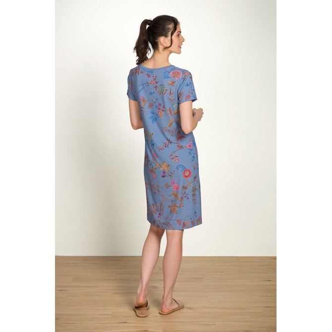 Pip Studio Djoy Short Sleeve Nightdress Bodhi Flower Blue XL