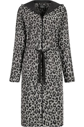 Cawö Home Dames Badjas met Capuchon en Ritssluiting 851 basalt XS