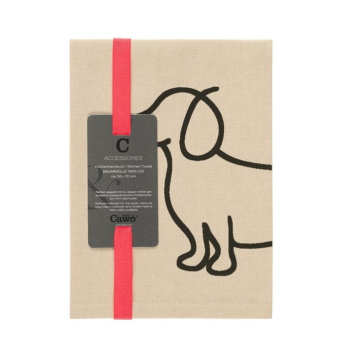 Cawö Keukendoek We love Dogs 6248 schwarz/beige 50x70