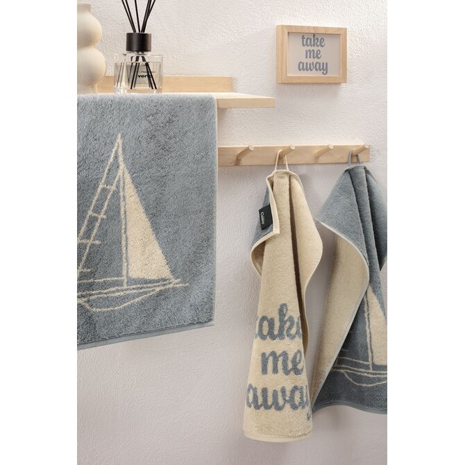 Cawö Postcards Towels Edition 100 Sailing boat Gastendoekje 30x50