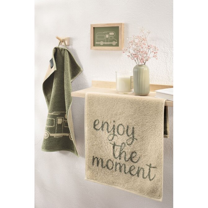Cawö Postcards Towels Edition 100 enjoy the moment Gastendoekje 30x50