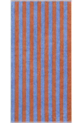 Cawö Bold 6277 blauw/terra Handdoek 50x100