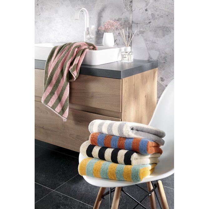 Cawö Bold 6277 grijs/natuur Handdoek 50x100