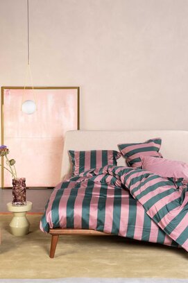 Essenza Minte Stripe Kussensloop Woodrose - Dark teal 60x70