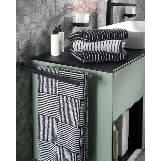 Cawö Black&White 6280 zwart/wit Handdoek 50x100