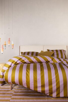 Essenza Minte Stripe Dekbedovertrek Pale Purple - Olive 200x200/220