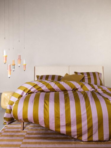 Essenza Essenza Minte Stripe Dekbedovertrek Pale Purple - Olive 200x200/220