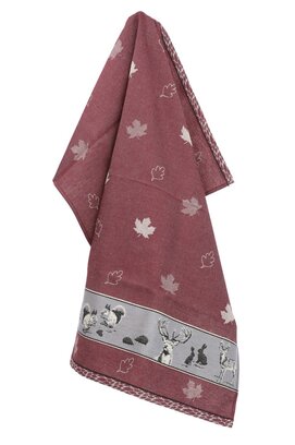 Bunzlau Castle Forest Animals theedoek 65x65 Burgundy