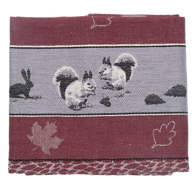 Bunzlau Castle Forest Animals theedoek 65x65 Burgundy
