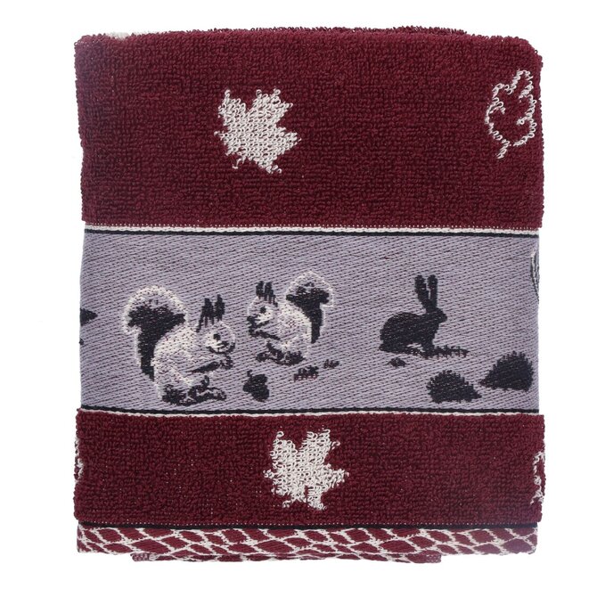Bunzlau Castle Forest Animals keukendoek 53x60 Burgundy