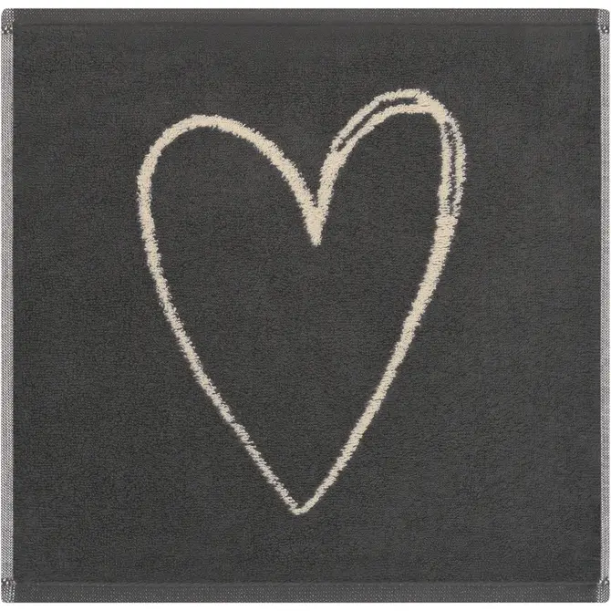 Cawö Heart Beats 6285 natur/basalt Gezichtsdoekje 30x30