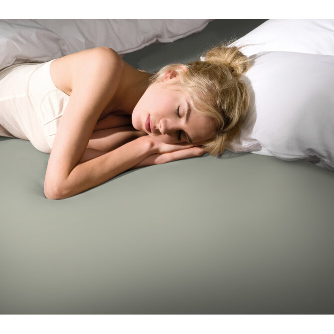 Bella Donna Hoeslaken Jersey Eenpersoons grijsgroen-0633 70/190-80/220