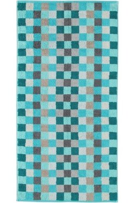 Cawö Unique Karo Badhanddoek türkis 70x140