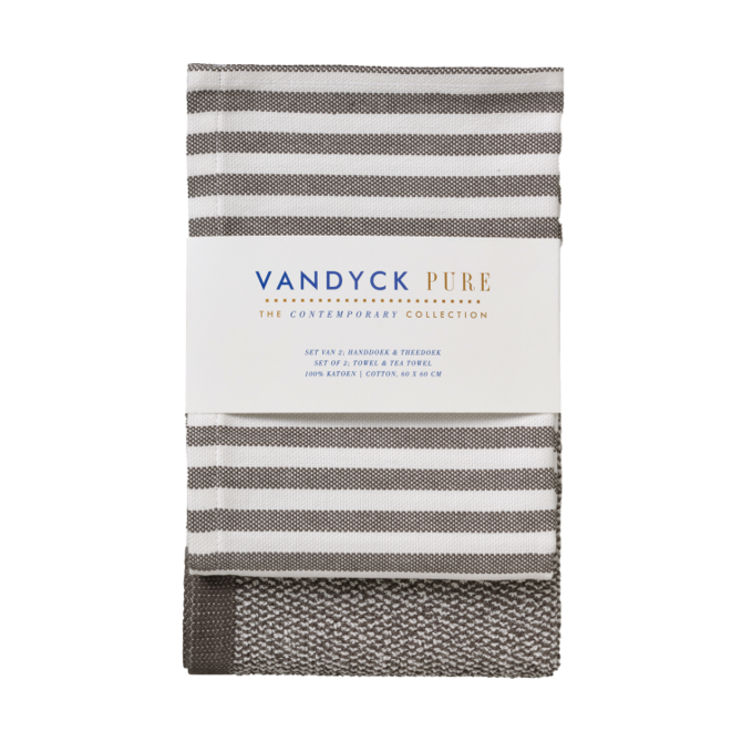 Vandyck Pure Kitchen keukendoek + theedoek 60x60 Espresso set