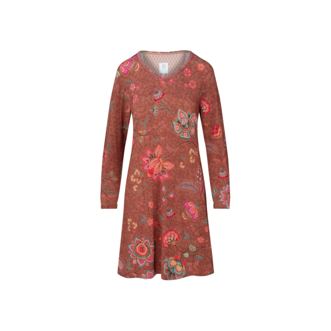 Pip Studio Dana Long Sleeve Nightdress Mumbai Morning Brown XL