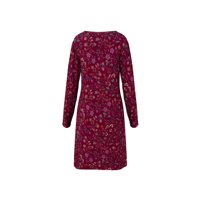 Pip Studio Desiree Long Sleeve Nightdress Flora Bangalore Dark Pink M