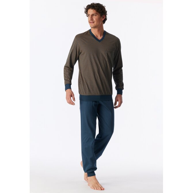 Schiesser Heren Pyjama Long deepblue 181162 L/52