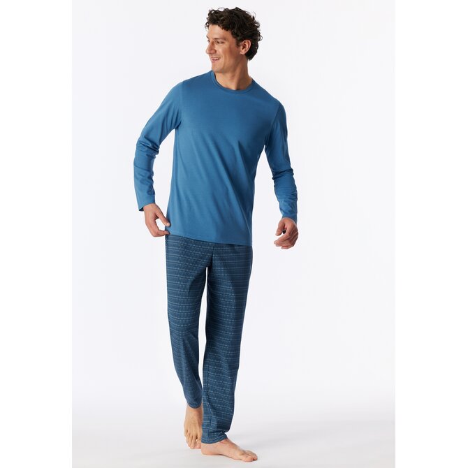 Schiesser Heren Pyjama Long aqua 180249 S/48