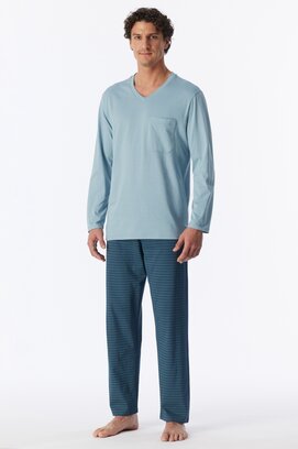 Schiesser Heren Pyjama Long iceblue 181154 3XL/58