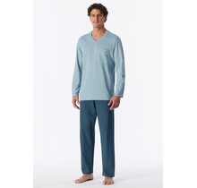 Schiesser Heren Pyjama Long iceblue 181154 S/48