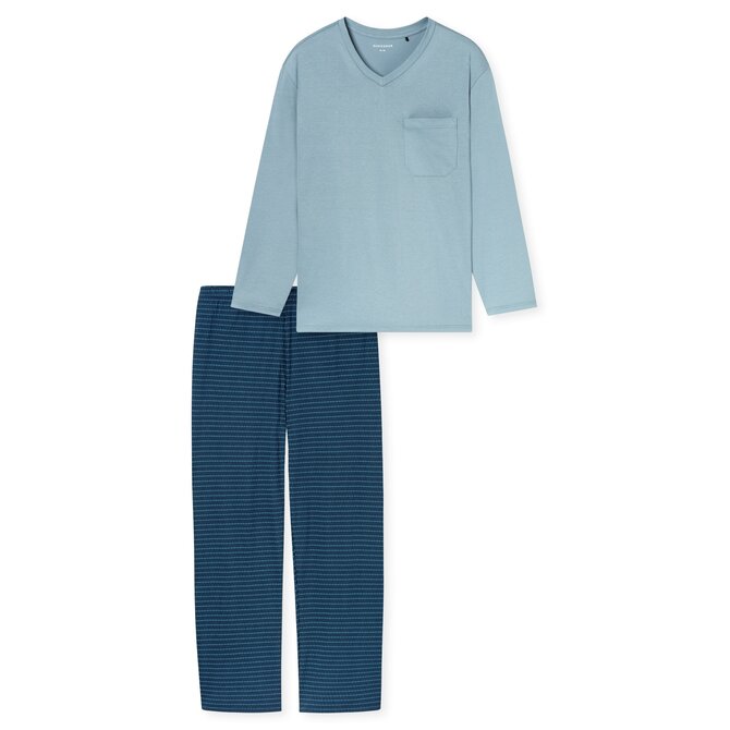 Schiesser Heren Pyjama Long iceblue 181154 S/48