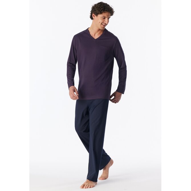 Schiesser Heren Pyjama Long aubergine 181154 M/50