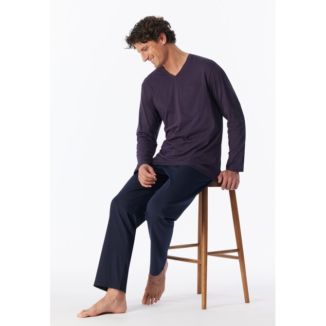 Schiesser Heren Pyjama Long aubergine 181154 M/50