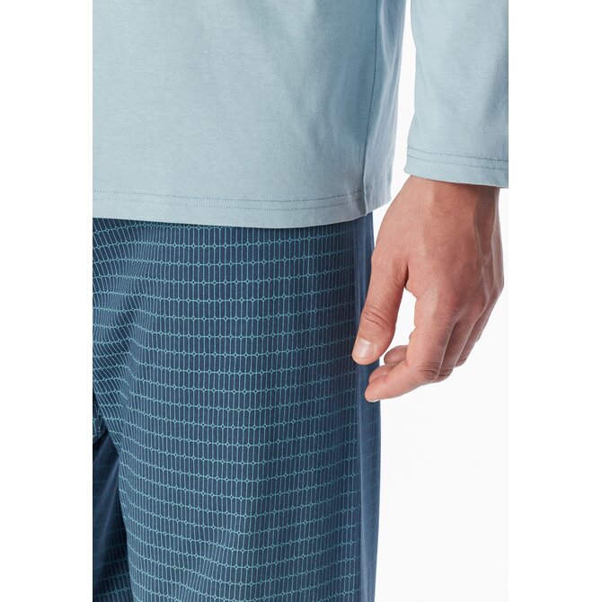 Schiesser Heren Pyjama Long iceblue 181154 XL/54