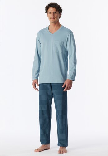 Schiesser Schiesser Heren Pyjama Long iceblue 181154 XXL/56