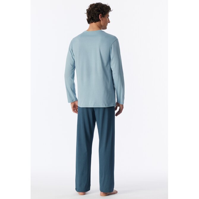 Schiesser Heren Pyjama Long iceblue 181154 XXL/56