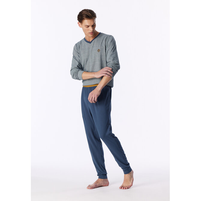 Schiesser Heren Pyjama Long deepblue 183994 S/48