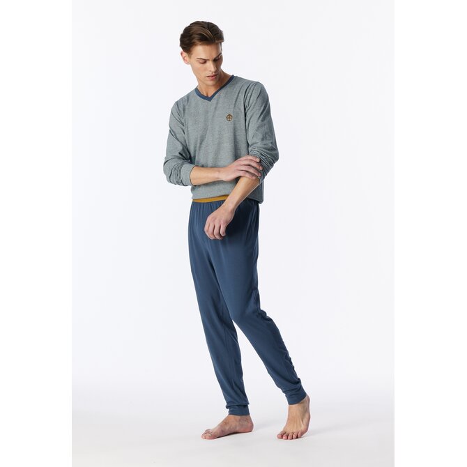 Schiesser Heren Pyjama Long deepblue 183994 S/48