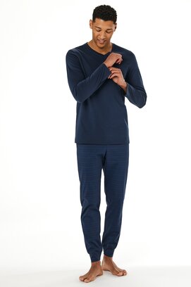Schiesser Heren Pyjama Long deepseablue 181922 XL/54